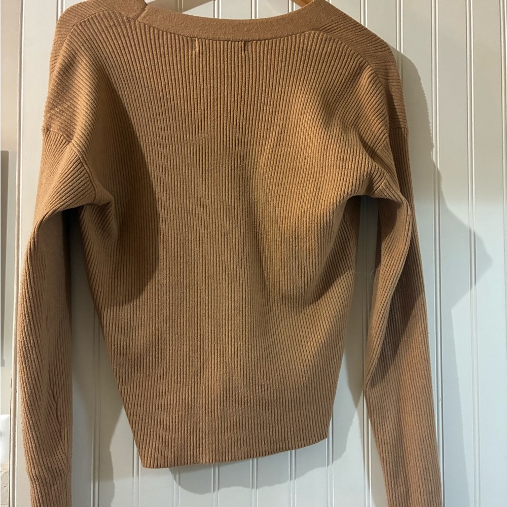 RACHEL Rachel Roy Camel-Tone Textured V-Neck Button Cardigan - Picture 3 of 5